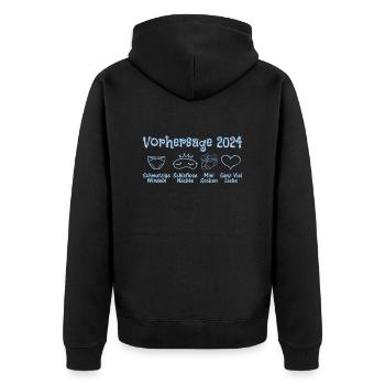 Vorhersage werdende Mama 2024 Baby bald Papa - Unisex Premium Bio Zip Hoodie - Schwarz - Hinten - Nico (187cm)