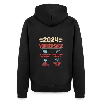 Vorhersage 2024 bald Vater Babyparty 2024 - Unisex Premium Bio Zip Hoodie - Schwarz - Hinten - Nico (187cm)
