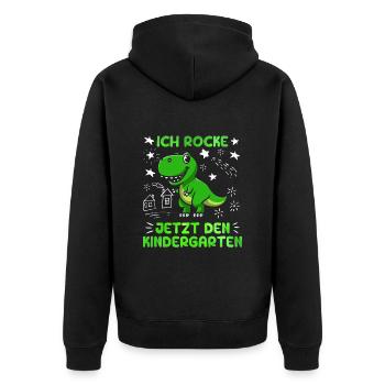 Ich rocke jetzt den Kindergarten Kita - Unisex Premium Bio Zip Hoodie - Schwarz - Hinten - Nico (187cm)