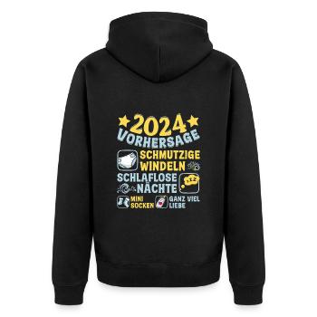 Vorhersage 2024 bald Vater Babyparty 2024 - Unisex Premium Bio Zip Hoodie - Schwarz - Hinten - Nico (187cm)