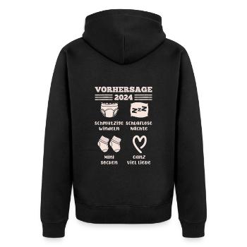 Bald Papa 2024 werdende Mama 2024 Babyparty - Unisex Premium Bio Zip Hoodie - Schwarz - Hinten - Nico (187cm)