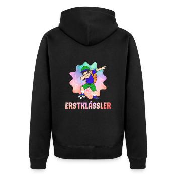 Erstklässler Schulkind Einschulung 1. Klasse - Unisex Premium Bio Zip Hoodie - Schwarz - Hinten - Nico (187cm)