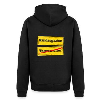 Hallo Kindergarten Tschüss Tagesmutter Vorschule - Unisex Premium Bio Zip Hoodie - Schwarz - Hinten - Nico (187cm)