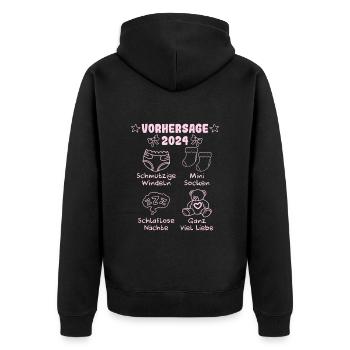 Vohersage 2024 werdende Mama 2024 bald Papa - Unisex Premium Bio Zip Hoodie - Schwarz - Hinten - Nico (187cm)
