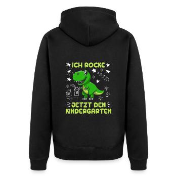Ich rocke jetzt den Kindergarten Kita - Unisex Premium Bio Zip Hoodie - Schwarz - Hinten - Nico (187cm)