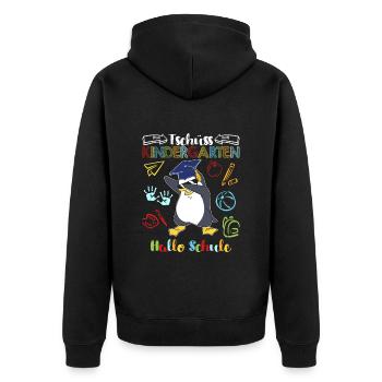 Tschüss Kindergarten Hallo Schule 1. Klasse - Unisex Premium Bio Zip Hoodie - Schwarz - Hinten - Nico (187cm)