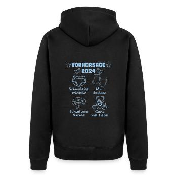 Vohersage 2024 werdende Mama 2024 bald Papa - Unisex Premium Bio Zip Hoodie - Schwarz - Hinten - Nico (187cm)