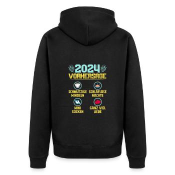 Bald Papa 2024 werdenden Mutter 2024 Baby - Unisex Premium Bio Zip Hoodie - Schwarz - Hinten - Nico (187cm)