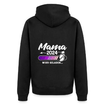 Mama 2024 wird geladen Baby Ankündigung 2024 - Unisex Premium Bio Zip Hoodie - Schwarz - Hinten - Nico (187cm)