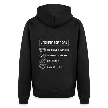 Werdende Mama 2024 Baby Vorhersage 2024 Bald Papa - Unisex Premium Bio Zip Hoodie - Schwarz - Hinten - Nico (187cm)