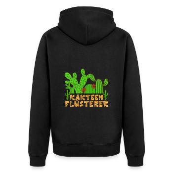 Kakteen Flüsterer Kaktusliebhaber Sukkulenten - Unisex Premium Bio Zip Hoodie - Schwarz - Hinten - Nico (187cm)