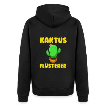 Kaktus Flüsterer Kakteen Sukkulenten Mädchen - Unisex Premium Bio Zip Hoodie - Schwarz - Hinten - Nico (187cm)