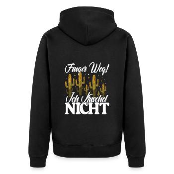 Finger weg! Ich kuschel nicht Kaktusliebhaber - Unisex Premium Bio Zip Hoodie - Schwarz - Hinten - Nico (187cm)