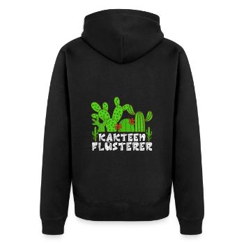 Kakteen Flüsterer Kaktusliebhaber Sukkulenten - Unisex Premium Bio Zip Hoodie - Schwarz - Hinten - Nico (187cm)