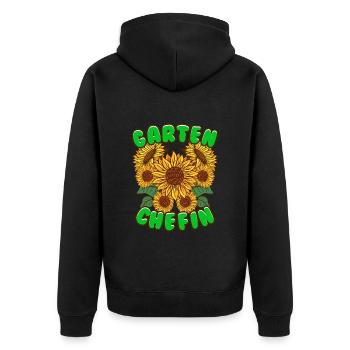 Garten Chefin Sonnenblumen Gartenfreundin - Unisex Premium Bio Zip Hoodie - Schwarz - Hinten - Nico (187cm)