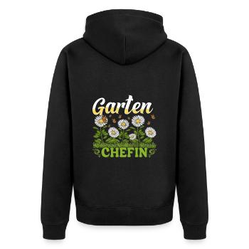 Garten Chefin Gänseblümchen Gärtnerin Blumenliebe - Unisex Premium Bio Zip Hoodie - Schwarz - Hinten - Nico (187cm)