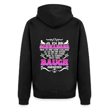 Ja ich bin schwanger werdende Mama 2024 Baby - Unisex Premium Bio Zip Hoodie - Schwarz - Hinten - Nico (187cm)