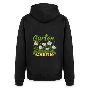 Garten Chefin Gänseblümchen Gärtnerin Blumenliebe - Unisex Premium Bio Zip Hoodie - Schwarz - Hinten - Nico (187cm)