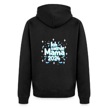 Ich werde Mama 2024 Babyparty 2024 Mütter - Unisex Premium Bio Zip Hoodie - Schwarz - Hinten - Nico (187cm)