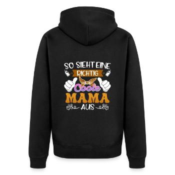 Mütter So sieht eine richtig coole Mama aus 2024 - Unisex Premium Bio Zip Hoodie - Schwarz - Hinten - Nico (187cm)