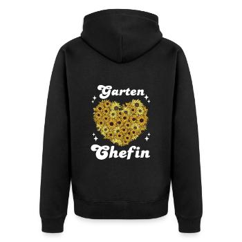 Garten Chefin Sonnenblumen Gartenfreundin Blumen - Unisex Premium Bio Zip Hoodie - Schwarz - Hinten - Nico (187cm)