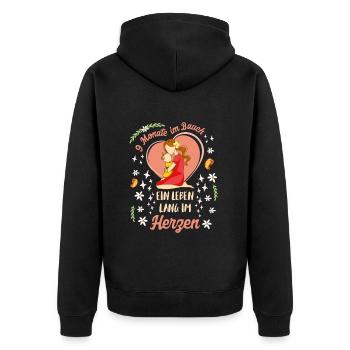 Werdende Mama 2024 9 Monate im Bauch Mütter - Unisex Premium Bio Zip Hoodie - Schwarz - Hinten - Nico (187cm)