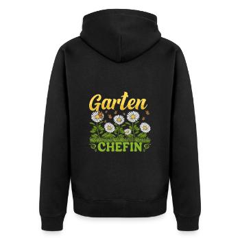 Garten Chefin Gänseblümchen Gärtnerin Blumenliebe - Unisex Premium Bio Zip Hoodie - Schwarz - Hinten - Nico (187cm)