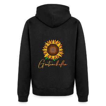 Garten Chefin Sonnenblumen Gartenfreundin - Unisex Premium Bio Zip Hoodie - Schwarz - Hinten - Nico (187cm)