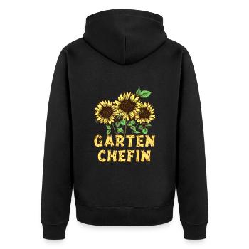 Garten Chefin Gartenliebhaberin Gartenfreundin - Unisex Premium Bio Zip Hoodie - Schwarz - Hinten - Nico (187cm)