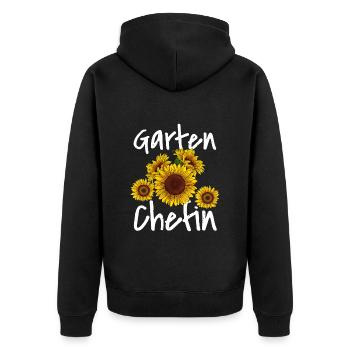 Garten Chefin Sonnenblumen Gartenfreundin Blumen - Unisex Premium Bio Zip Hoodie - Schwarz - Hinten - Nico (187cm)