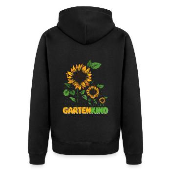 Gartenkind Sonnenblumen Gartenliebhaberin - Unisex Premium Bio Zip Hoodie - Schwarz - Hinten - Nico (187cm)