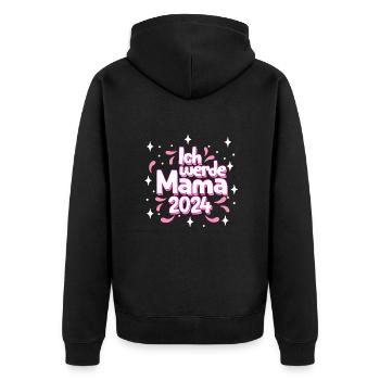 Ich werde Mama 2024 Babyparty 2024 Mütter - Unisex Premium Bio Zip Hoodie - Schwarz - Hinten - Nico (187cm)