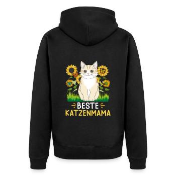 Beste Katzenmama I love Cats Katzenhalter - Unisex Premium Bio Zip Hoodie - Schwarz - Hinten - Nico (187cm)