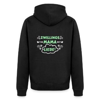 Zwillinge Babyparty 2024 Zwillingsmutter - Unisex Premium Bio Zip Hoodie - Schwarz - Hinten - Nico (187cm)