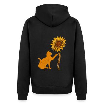 Katzenmama Sonnenblumen Katzenliebhaberin - Unisex Premium Bio Zip Hoodie - Schwarz - Hinten - Nico (187cm)