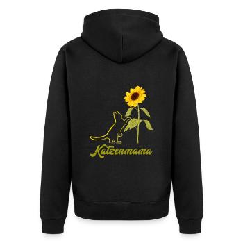Katzenmama Blumen Katzenliebhaber Katzenfans - Unisex Premium Bio Zip Hoodie - Schwarz - Hinten - Nico (187cm)