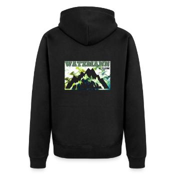Watzmann Bergfan klettern Bergsteiger Wanderer - Unisex Premium Bio Zip Hoodie - Schwarz - Hinten - Nico (187cm)