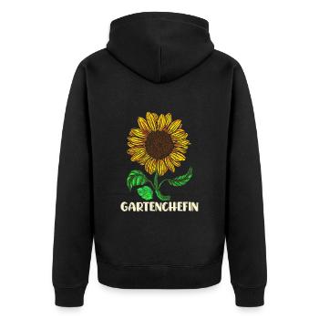 Garten Chefin Sonnenblumen Gartenfreundin Blumen - Unisex Premium Bio Zip Hoodie - Schwarz - Hinten - Nico (187cm)