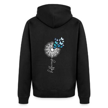 Pusteblume Flower Power Löwenzahn Gärtnerin - Unisex Premium Bio Zip Hoodie - Schwarz - Hinten - Nico (187cm)