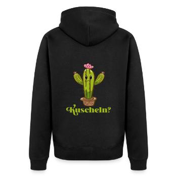 Kuscheln ? Kaktusliebhaber Kakteen Botanik Garten - Unisex Premium Bio Zip Hoodie - Schwarz - Hinten - Nico (187cm)