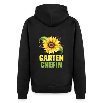 Garten Chefin Sonnenblumen Gartenfreundin - Unisex Premium Bio Zip Hoodie - Schwarz - Hinten - Nico (187cm)