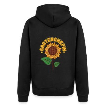 Garten Chefin Sonnenblumen Gartenfreundin - Unisex Premium Bio Zip Hoodie - Schwarz - Hinten - Nico (187cm)