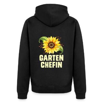 Garten Chefin Sonnenblumen Gartenfreundin - Unisex Premium Bio Zip Hoodie - Schwarz - Hinten - Nico (187cm)