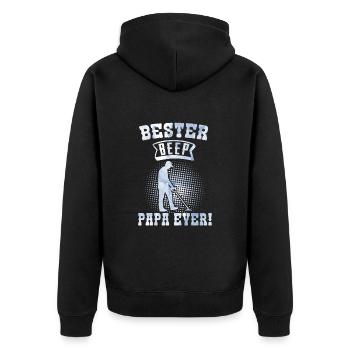 Bester Papa Beeping Sondengänger Sondeln - Unisex Premium Bio Zip Hoodie - Schwarz - Hinten - Nico (187cm)