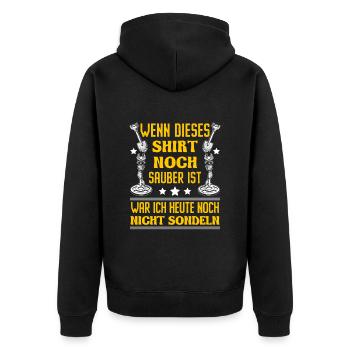 Sondeln Wenn dieses Shirt sauber ist Sondengänger - Unisex Premium Bio Zip Hoodie - Schwarz - Hinten - Nico (187cm)