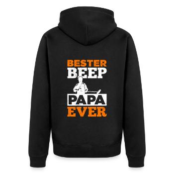 Bester Beep Papa Ever Sondengänger mit Detektor - Unisex Premium Bio Zip Hoodie - Schwarz - Hinten - Nico (187cm)