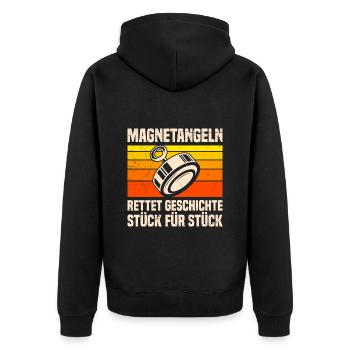 Magnetangler Rettet Geschichte Magnetfischen - Unisex Premium Bio Zip Hoodie - Schwarz - Hinten - Nico (187cm)