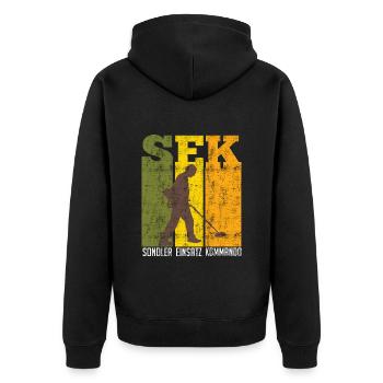 Sondler Einsatz Kommando Schrottsammler - Unisex Premium Bio Zip Hoodie - Schwarz - Hinten - Nico (187cm)