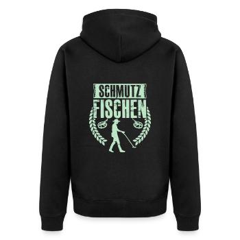 Schmutz Fischen Sondengänger mit Detektor - Unisex Premium Bio Zip Hoodie - Schwarz - Hinten - Nico (187cm)