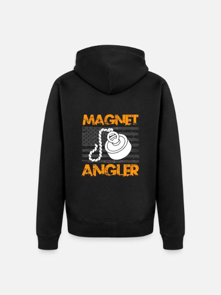 Magnetfischer Magnetangeln Schatzjäger - Unisex Premium Bio Zip Hoodie - Schwarz